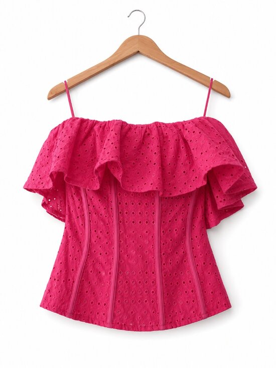 Olivaceous Tops - Olivaceous Pink Eyelet Corset Top Medium